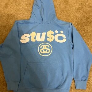 Stussy x Cactus Plant Flea Market 8 Ball Pigment Dyed Hoodie “Blue”